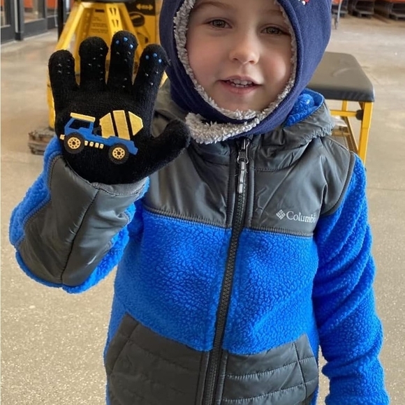 N'ice Caps Boys Magic Stretch Gloves 2 Pair Kids Black Blue Truck Design Gloves - Picture 6 of 6